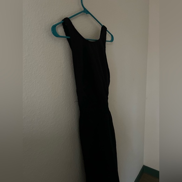 Black Maxi Dress Size M Sleeveless Casual Summer Dress With Pockets Minimalist - Picture 2 of 9